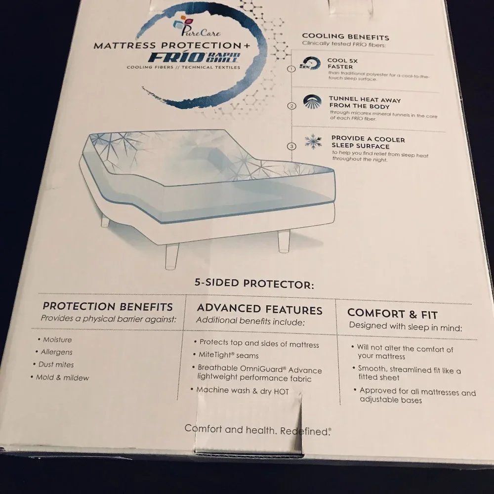 Pure Care Cal King Mattress Protector + Frio Rapid Chill 5 sided protection NEW